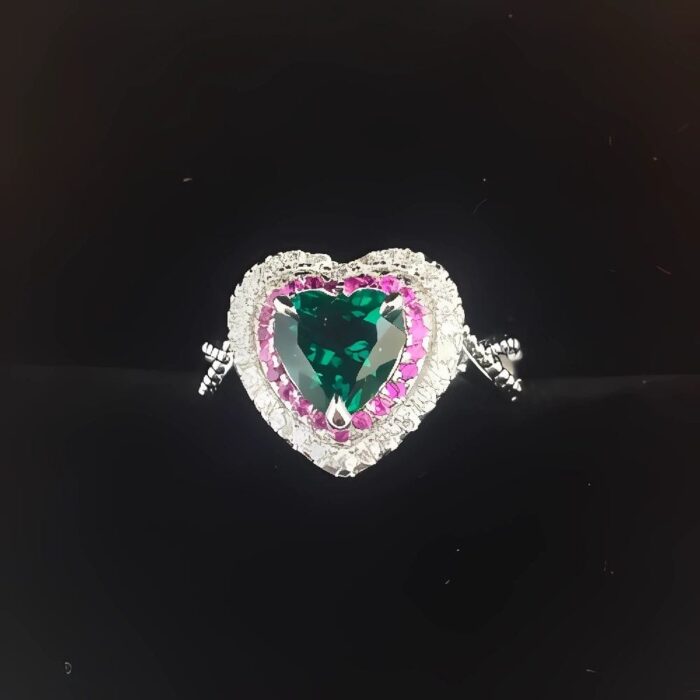 Lab-Created Emerald Ring in 925 Silver - Model R1744 - Image 6