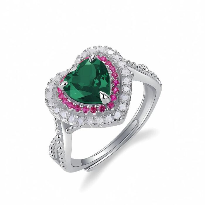 Lab-Created Emerald Ring in 925 Silver - Model R1744 - Image 1