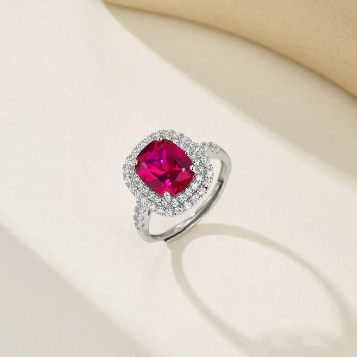 S925 Silver Lab-Created Ruby Ring - Model R1918411R - Image 3