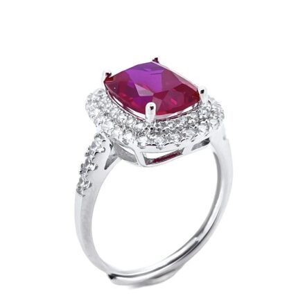 S925 Silver Lab-Created Ruby Ring - Model R1918411R