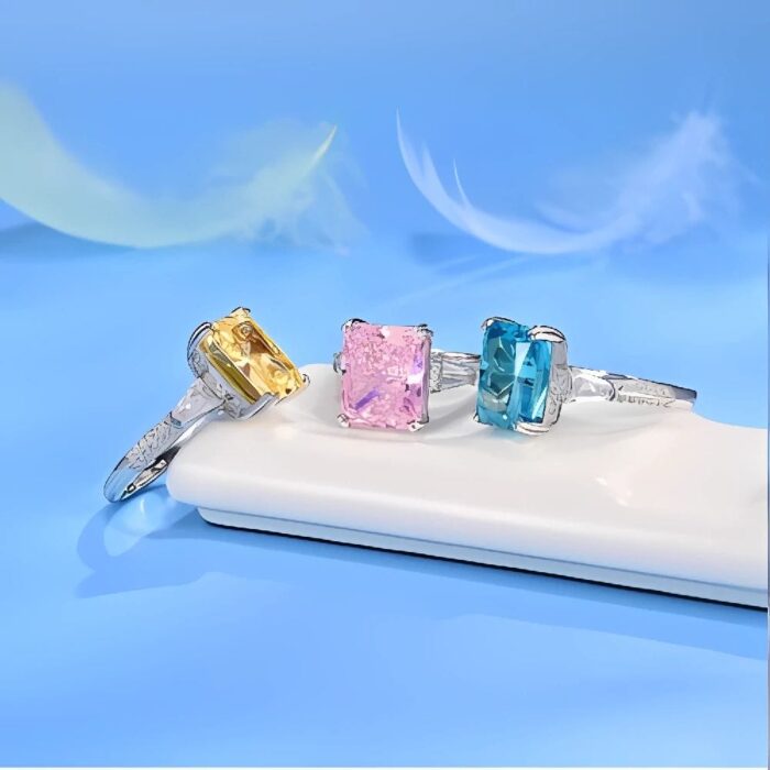 Blue Cubic Zirconia Ring in 925 Silver - Model R5266B - Image 3