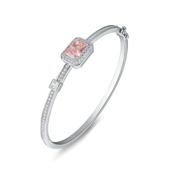 925 Silver Pink Cubic Zirconia Bracelet - Model YWBG0014-4 - Image 1