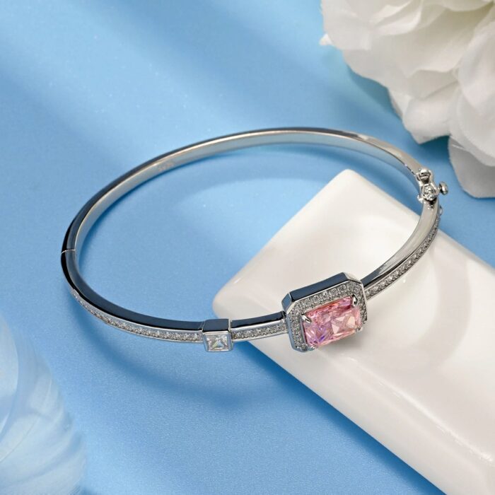 925 Silver Pink Cubic Zirconia Bracelet - Model YWBG0014-4 - Image 2