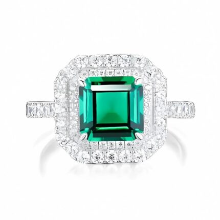 Lab-Created Emerald Ring in 925 Silver - Model ZHF-R0028