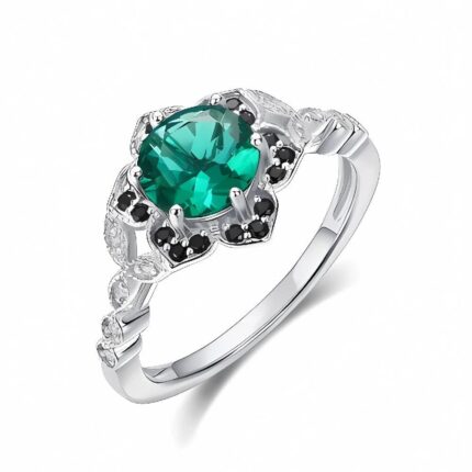 Lab-Created Emerald Ring in 925 Silver - Model ZHF-R0926