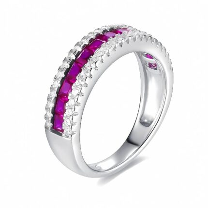 S925 Silver Lab-Created Ruby Ring - Model ZHF-R1074R