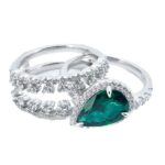 925 Silver Lab-Created Emerald Stacking Ring - Model ZHF-R1328 - Image 2