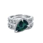 925 Silver Lab-Created Emerald Stacking Ring - Model ZHF-R1328 - Image 3