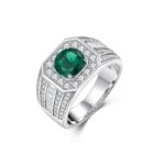 925 Silver Lab-Created Emerald Ring - Model ZHF-R1377L