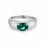 925 Silver Lab-Created Emerald Ring - Model ZHF-R1437