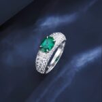 925 Silver Lab-Created Emerald Ring - Model ZHF-R1437 - Image 5