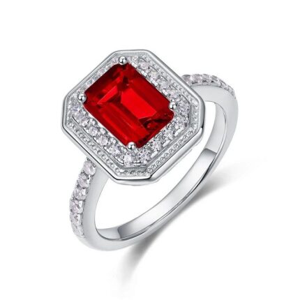 925 Silver Lab-Created Ruby Ring - Model ZHF-R1473R