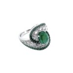 S925 Silver Lab-Created Emerald Ring - Model ZHF-R1485 - Image 2
