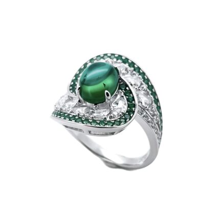S925 Silver Lab-Created Emerald Ring - Model ZHF-R1485