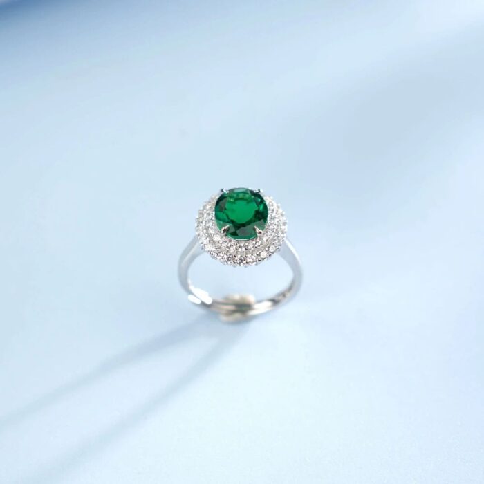 925 Silver Lab-Created Emerald Ring - Model ZHF-R1552 - Image 5