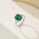 925 Silver Lab-Created Emerald Ring - Model ZHF-R1608 - Image 3