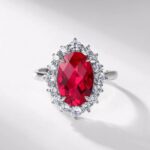 925 Silver Lab-Created Ruby Ring - Model ZHF-R1609R - Image 2