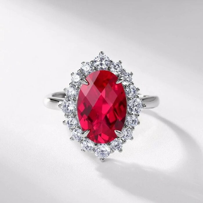 925 Silver Lab-Created Ruby Ring - Model ZHF-R1609R - Image 2