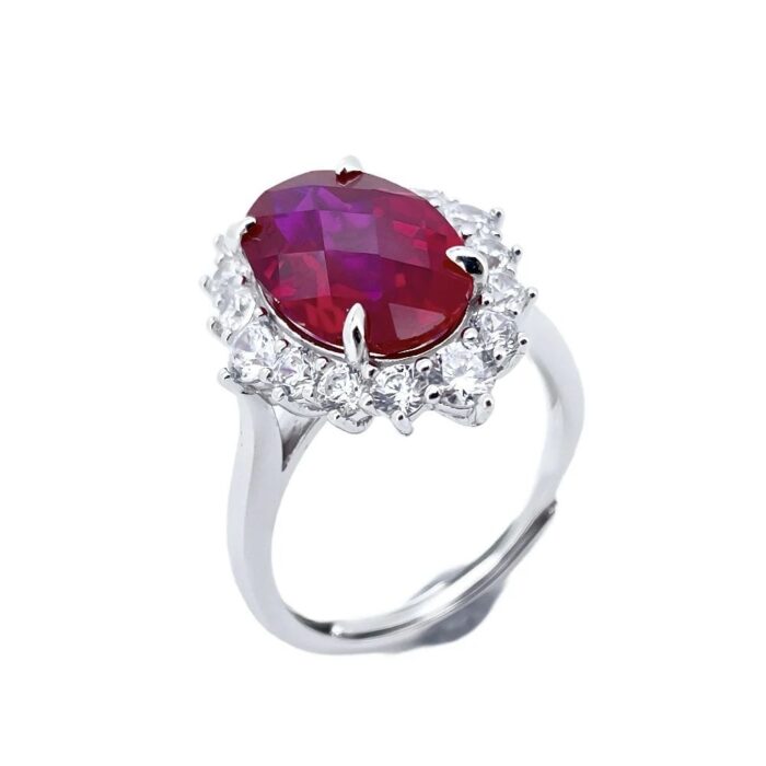 925 Silver Lab-Created Ruby Ring - Model ZHF-R1609R - Image 4