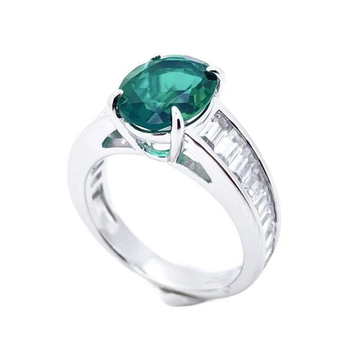 S925 Silver Lab-Created Emerald Ring - Model ZHF-R1624 - Image 3