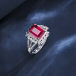 S925 Silver Lab-Created Ruby Ring - Model ZHF-R1630R - Image 3