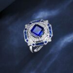 925 Silver Lab-Created Blue Sapphire Ring - Model ZHF-R1637B - Image 4