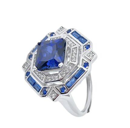925 Silver Lab-Created Blue Sapphire Ring - Model ZHF-R1637B