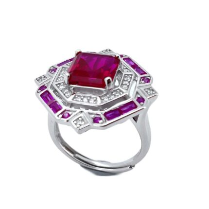 925 Silver Lab-Created Ruby Ring - Model ZHF-R1637R