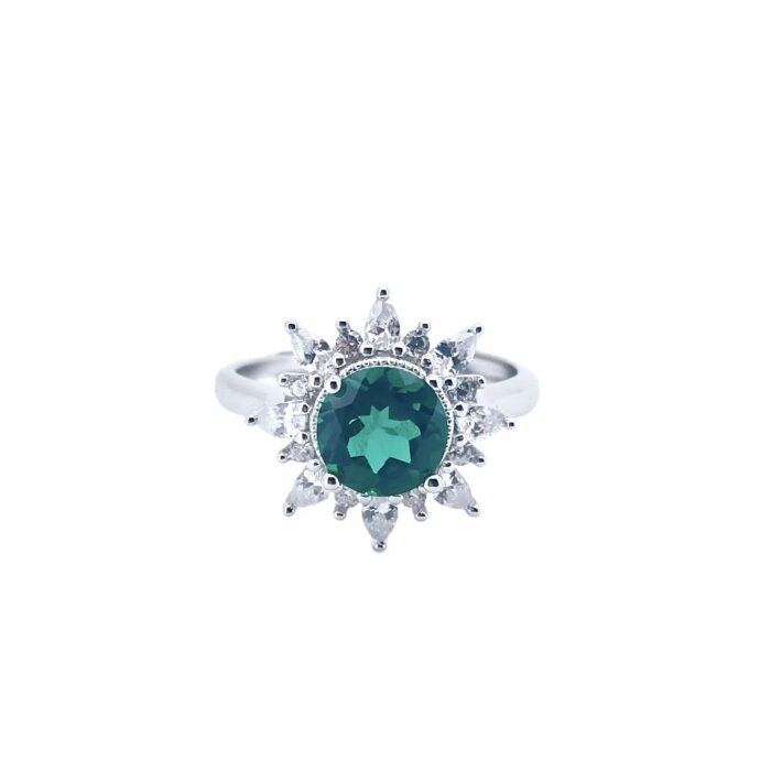 925 Silver Lab-Created Emerald Ring - Model ZHF-R1643 - Image 3
