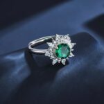 925 Silver Lab-Created Emerald Ring - Model ZHF-R1643 - Image 4