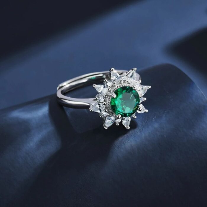 925 Silver Lab-Created Emerald Ring - Model ZHF-R1643 - Image 4