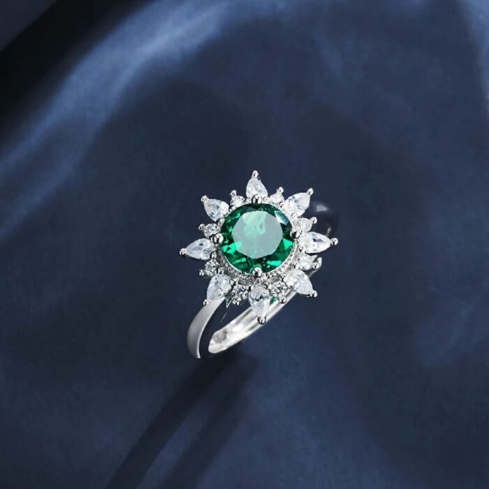 925 Silver Lab-Created Emerald Ring - Model ZHF-R1643 - Image 5
