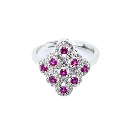 S925 Silver Lab-Created Ruby Ring - Model ZHF-R1661R