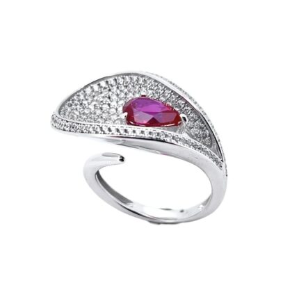 S925 Silver Lab-Created Ruby Ring - Model ZHF-R202318R