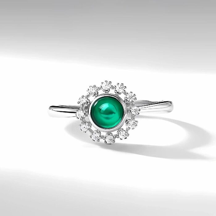 Lab-Created Emerald Ring in 925 Silver - Model ZHF-R2025 - Image 2