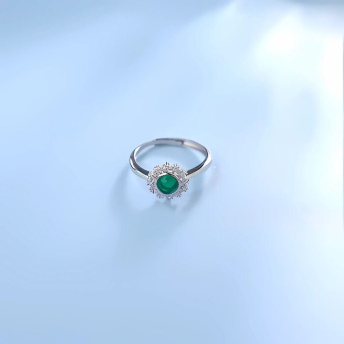 Lab-Created Emerald Ring in 925 Silver - Model ZHF-R2025 - Image 4