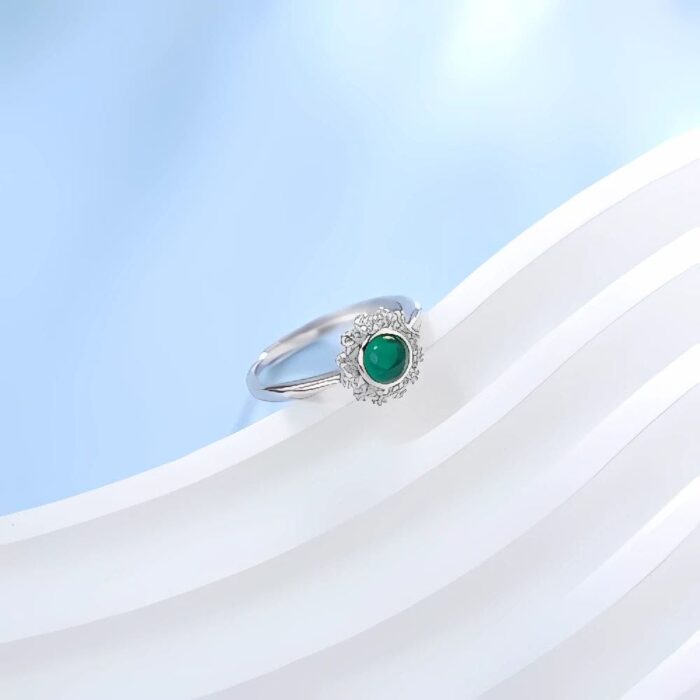 Lab-Created Emerald Ring in 925 Silver - Model ZHF-R2025 - Image 6