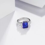 925 Silver Lab-Created Blue Sapphire Adjustable Ring - Model ZHF-R5004DB - Image 4