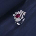 925 Silver Lab-Created Ruby Ring - Model ZHF-RDXY05R - Image 5