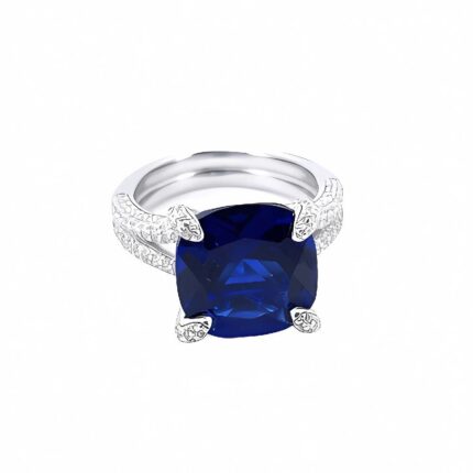 Lab-Created Blue Sapphire Ring in 925 Silver - Model ZHF-Rnew2025B