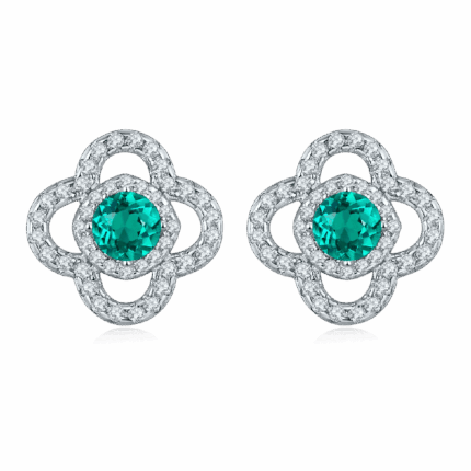 925 Silver Lab-Created Emerald Earrings - Model ZHF0002
