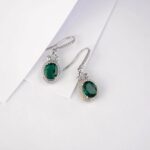 925 Silver Lab-Created Emerald Earrings - Model ZHF00401 - Image 2