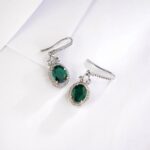 925 Silver Lab-Created Emerald Earrings - Model ZHF00401 - Image 3