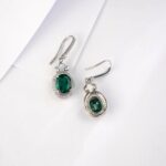 925 Silver Lab-Created Emerald Earrings - Model ZHF00401 - Image 4