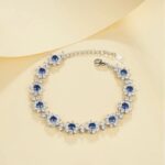 925 Silver Lab-Created Blue Sapphire Bracelet - Model ZHFB202305B - Image 2