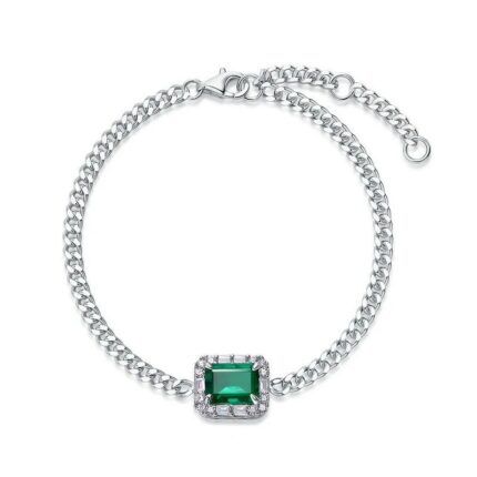 925 Silver Cultured Emerald Bracelet ZHF-B5521