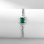 925 Silver Cultured Emerald Bracelet ZHF-B5521 - Image 2