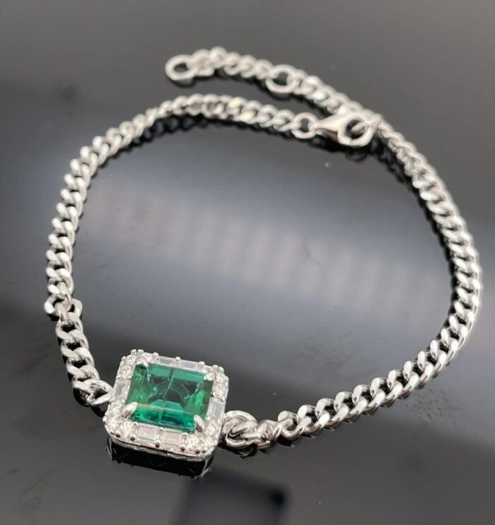 925 Silver Cultured Emerald Bracelet ZHF-B5521 - Image 4