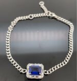 925 Silver Lab-Created Blue Sapphire Bracelet - Model ZHF-B5521B - Image 3