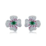 925 Silver Lab-Created Emerald Earrings - Model ZHFE0007